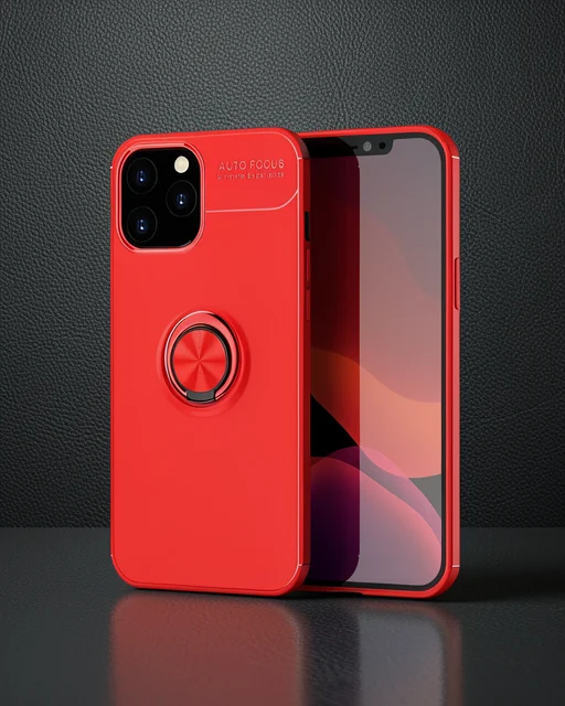Apple İphone 12 Pro Max Kılıf Range Yüzüklü Silikon - Kırmızı