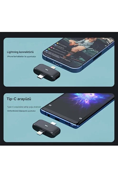Kablosuz Profesyonel İkili Yayın Yaka Mikrofonu Şarj Kutu Mıknatıslı typce Lightning Çıkış Mikrofon görsel 5