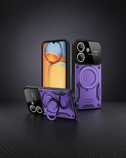 Xiaomi Redmi 13c Kılıf Joy Lens Standlı Kapak - Mor