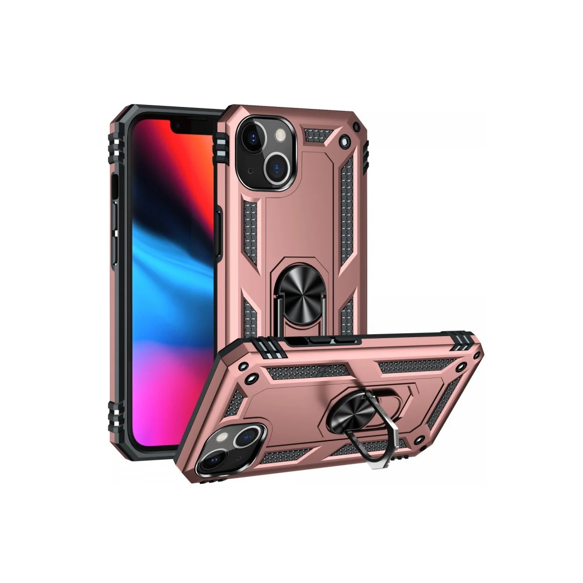 Apple İphone 13 Kılıf Sofya Yüzüklü Silikon Kapak - Rose görsel 2