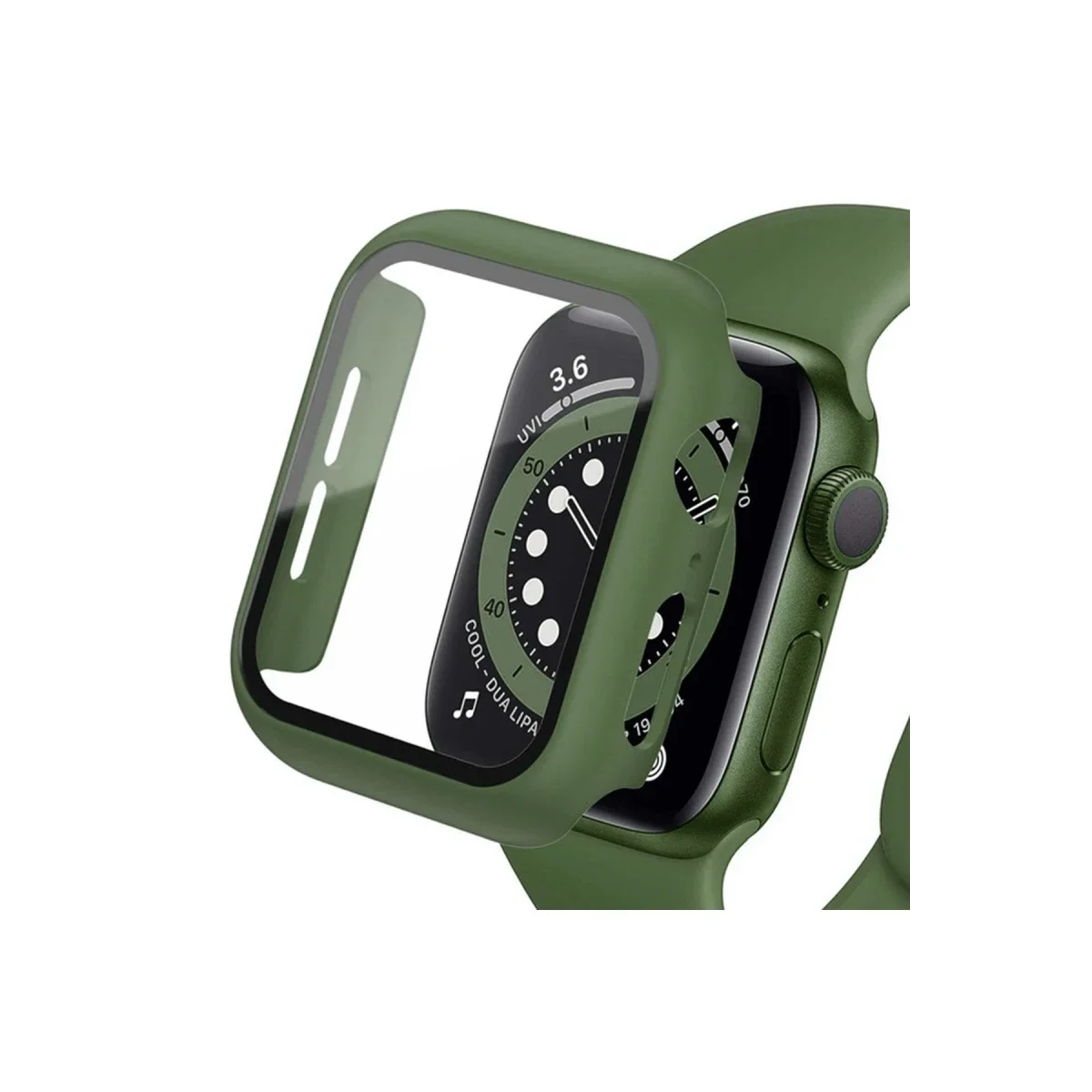 Apple Watch 40mm Camlı Kasa Ekran Koruyucu - Koyu Yeşil