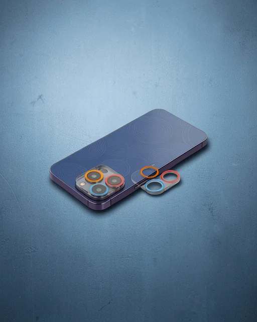 Apple İphone 12 Pro Max Renkli Kamera Lens Koruma Cam - Pembe-mavi