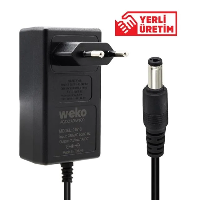 Weko 7.8 Volt - 1 Amper Priz Tip Adaptör 5.5*2.5 Uç görsel 4