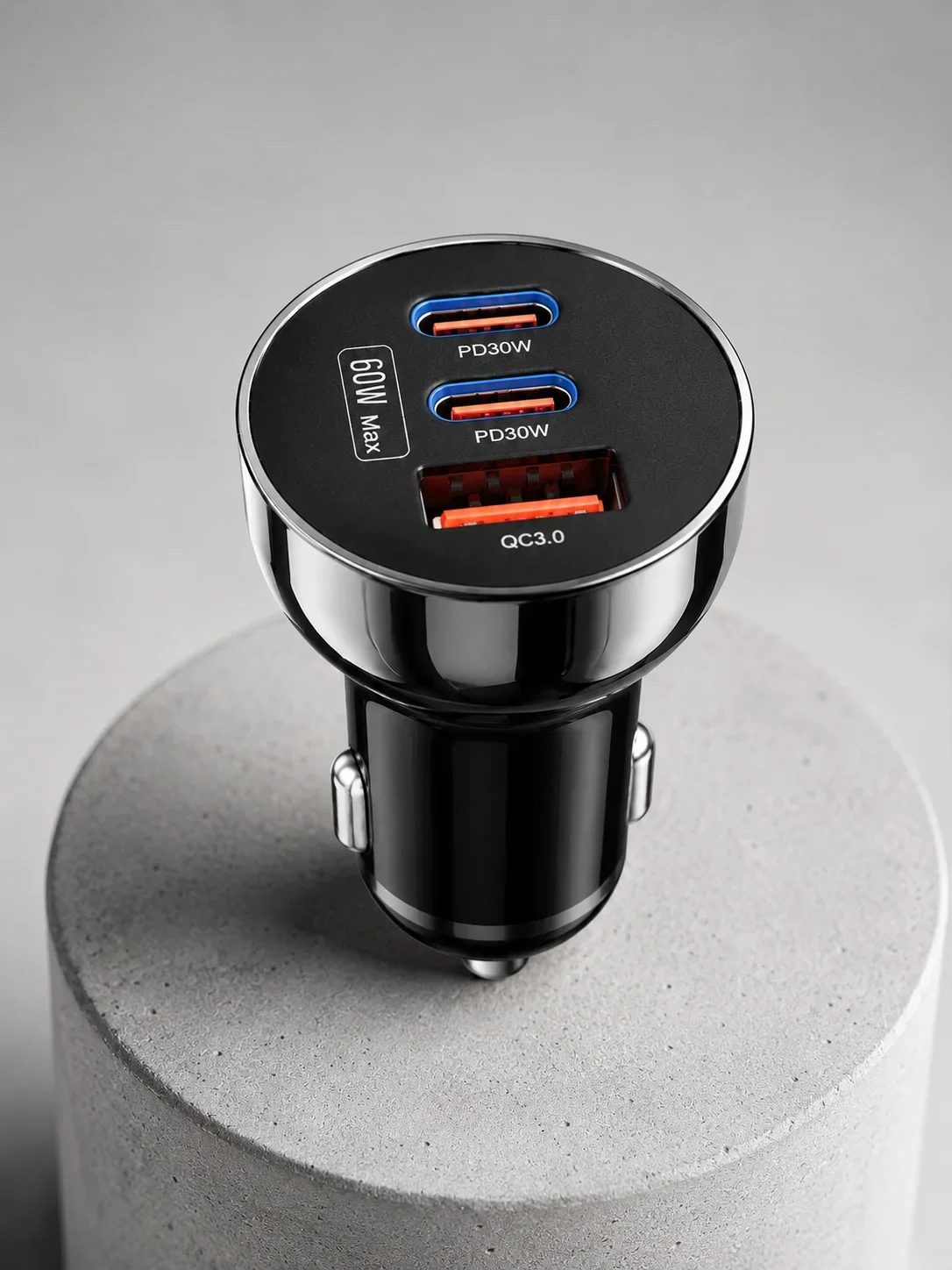 3 Portlu Araç İçi Şarj Adaptörü Çift PD Type-C ve QC3.0 USB Çıkışlı görsel 2