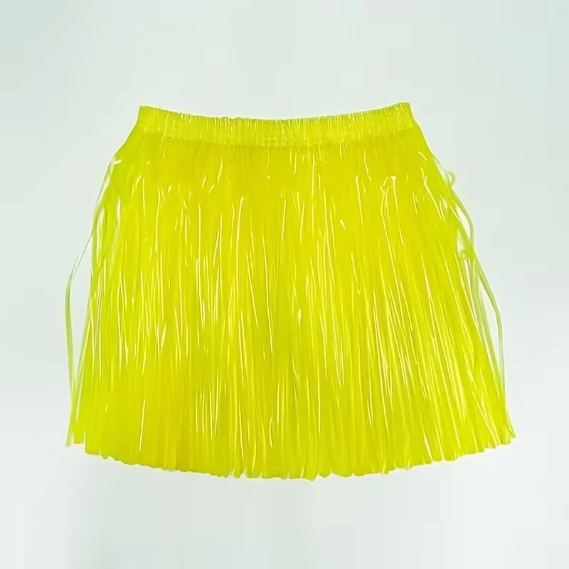 Neon Sarı Hawaii Parti Eteği 40 cm görsel 2