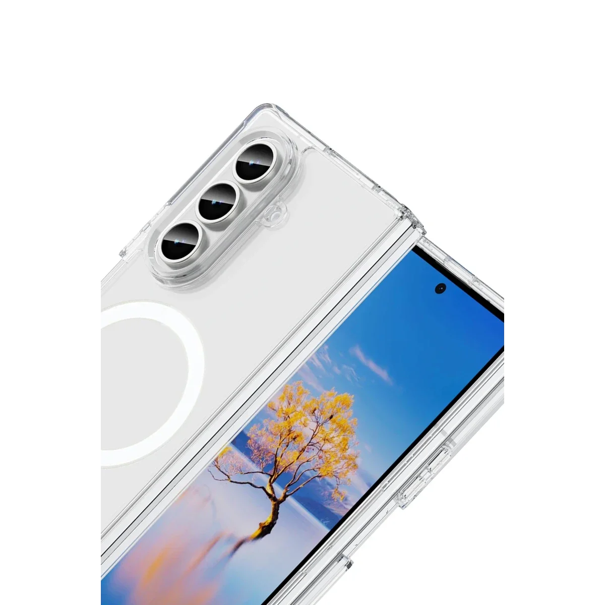 Samsung Galaxy Z Fold 7 Kılıf Magneticsafe Şeffaf Silikon - Şeffaf görsel 2
