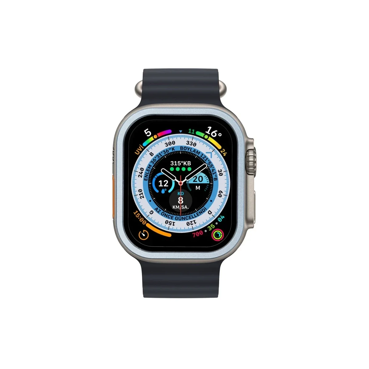 Apple Watch Ultra 49mm Alüminyum Kasa Cam Ekran Koruyucu - Mavi görsel 3