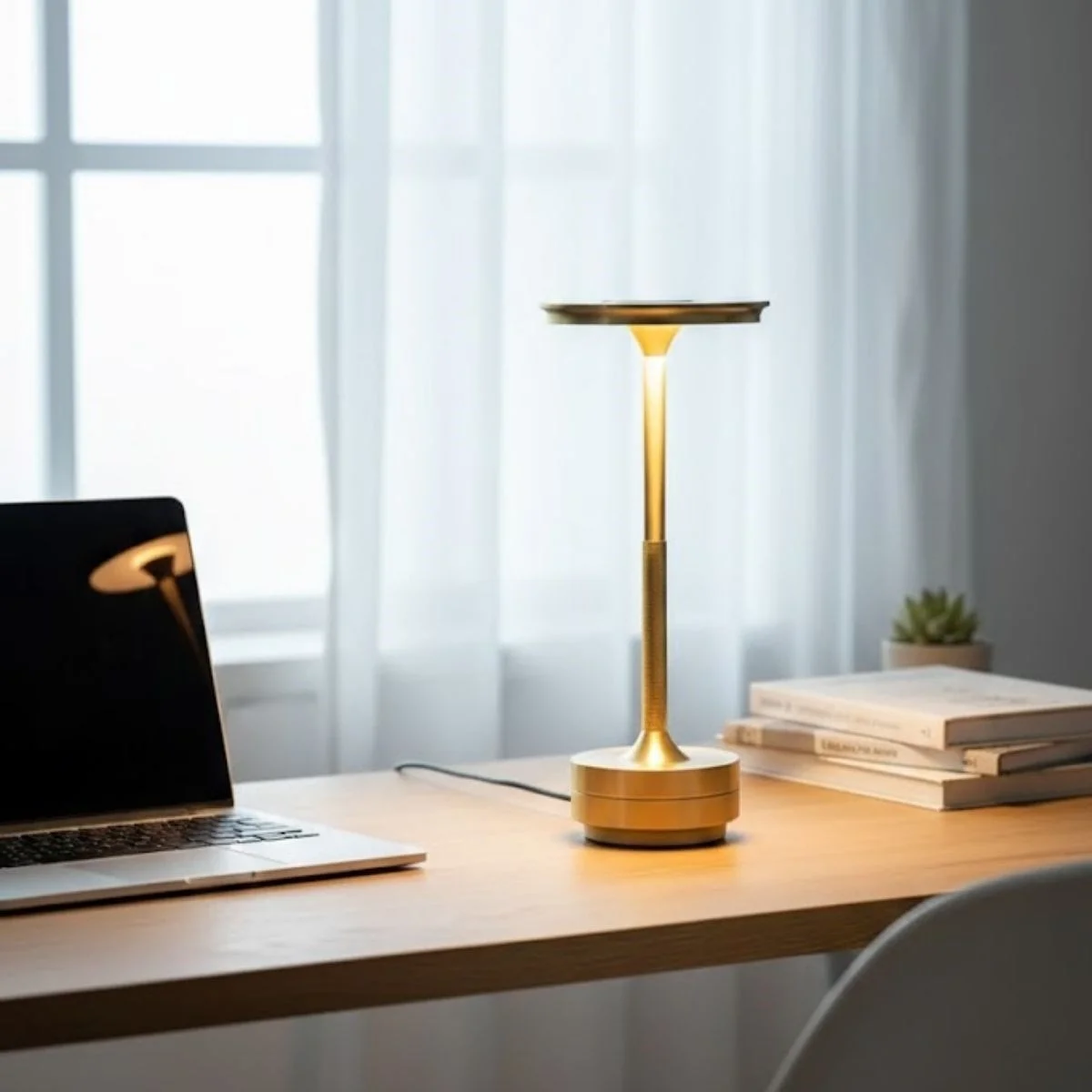 Eskitme Gold Kasa Dokunmatik Şarjlı Masa Lambası – 3 Renk Işık Modlu, LED Aydınlatmalı, Modern &amp; Dekoratif Abajur görsel 5
