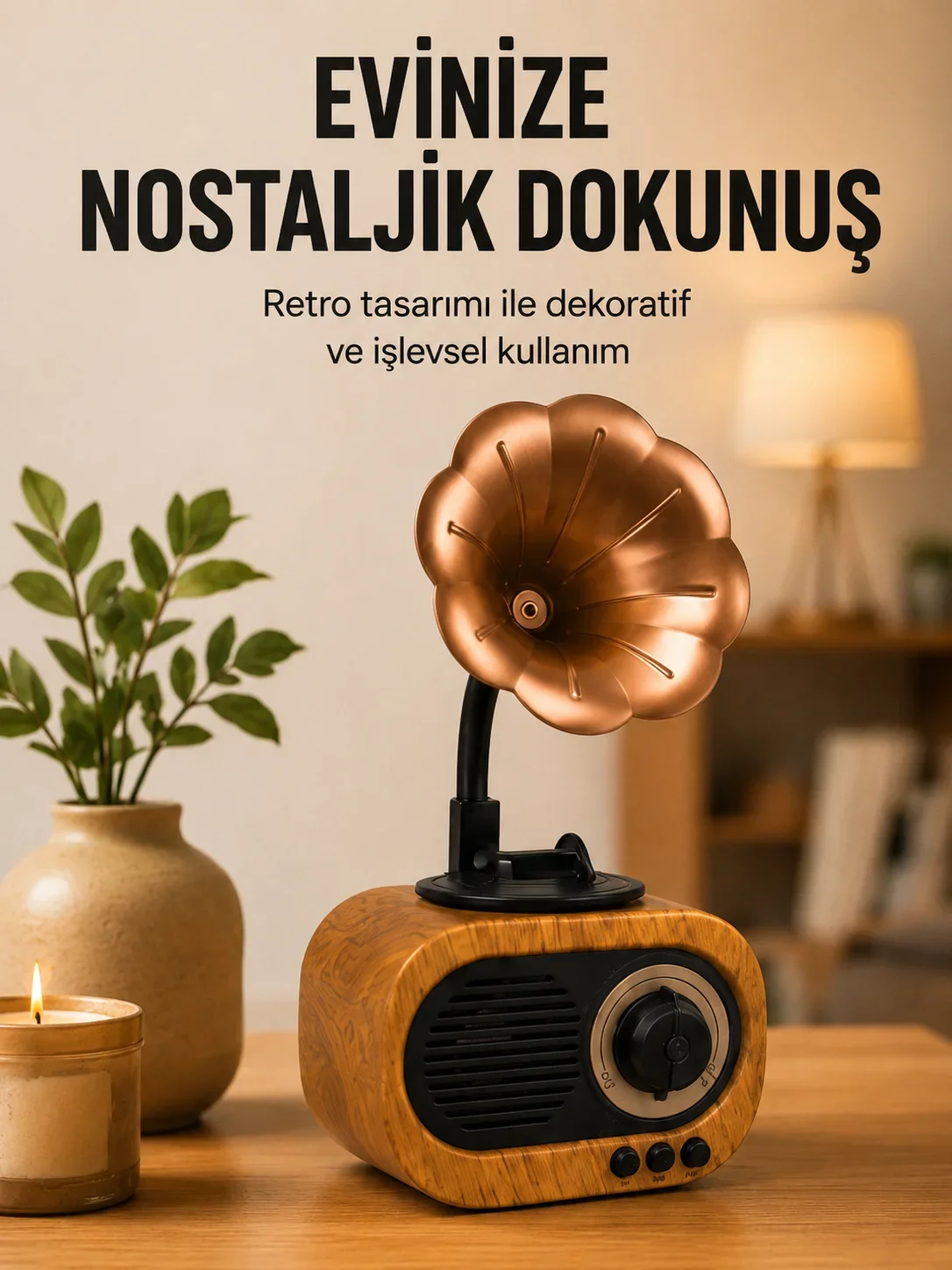 Retro Tasarımlı ni Bluetooth Hoparlör ve FM Radyo Çoklu Medya Yeni Nesil