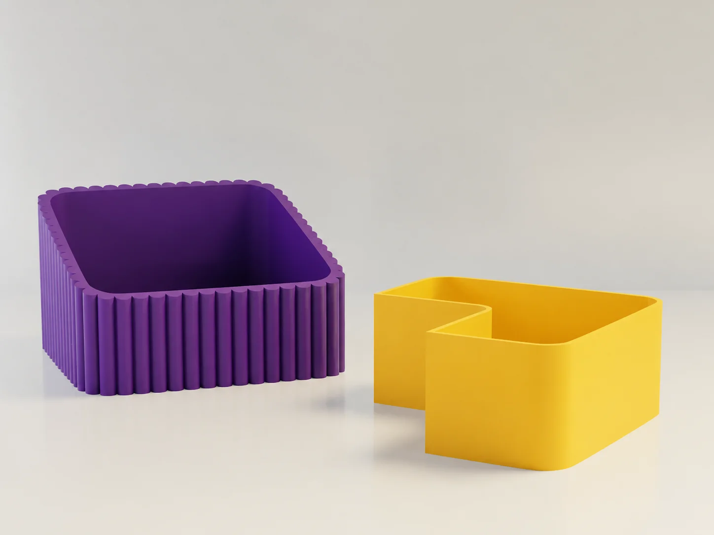 3D Baskı Fıstık Kasesi - Çift Hazneli Kabuk Ayırıcı Sunum Kasesi - Mor Sarı görsel 2