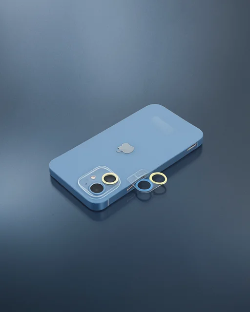 Apple İphone 11 Renkli Kamera Lens Koruma Cam - Sarı-mavi