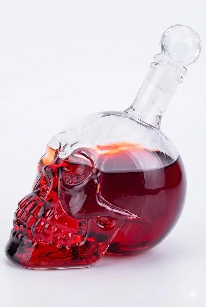 Crystal Head Kuru Kafa Cam Şişe Viski Likör Hediyelik Sürahi (550 ML) görsel 5