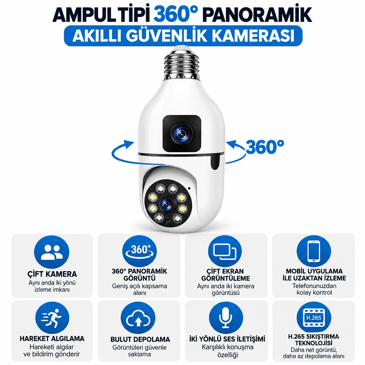 Aı Smart Kamera Yapay Zeka İle İnsan Takibi Duy 360° Dönebilen - Alarm Sistemi - Konuşma Özellikli INT-CMR40 görsel 2
