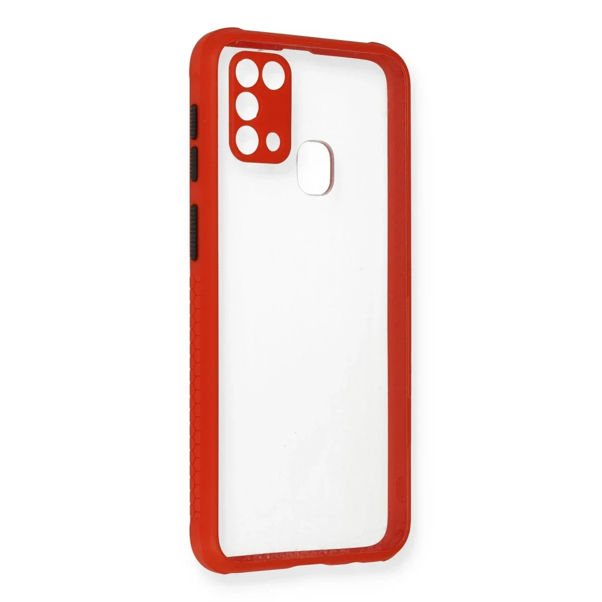 Samsung Galaxy M31 Kılıf Miami Şeffaf Silikon - Kırmızı