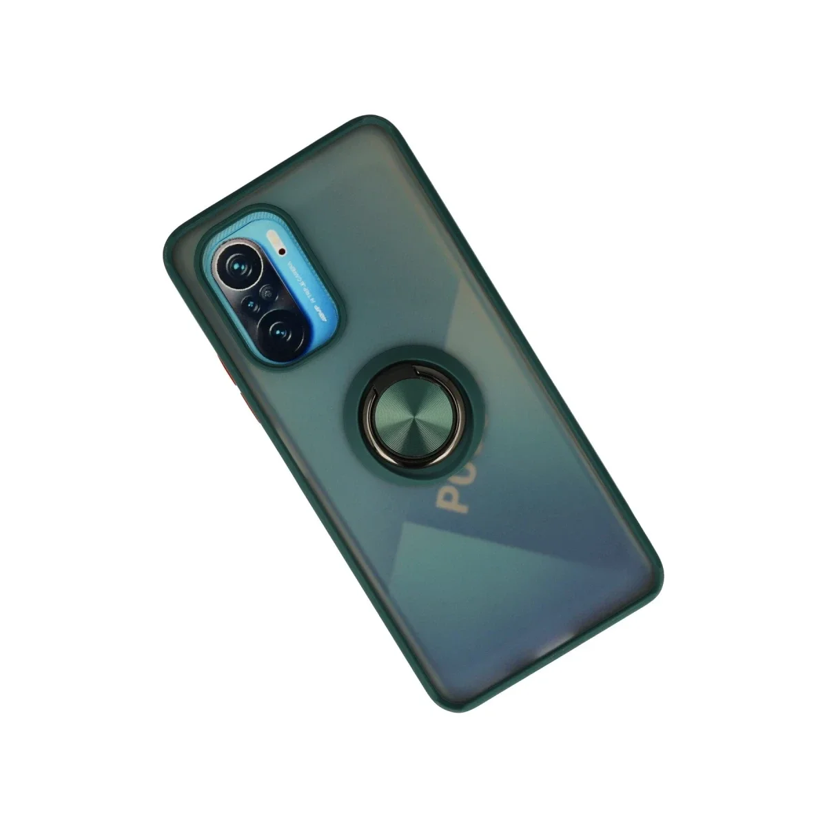 Xiaomi Redmi K40 Kılıf Montreal Yüzüklü Silikon Kapak - Yeşil görsel 2