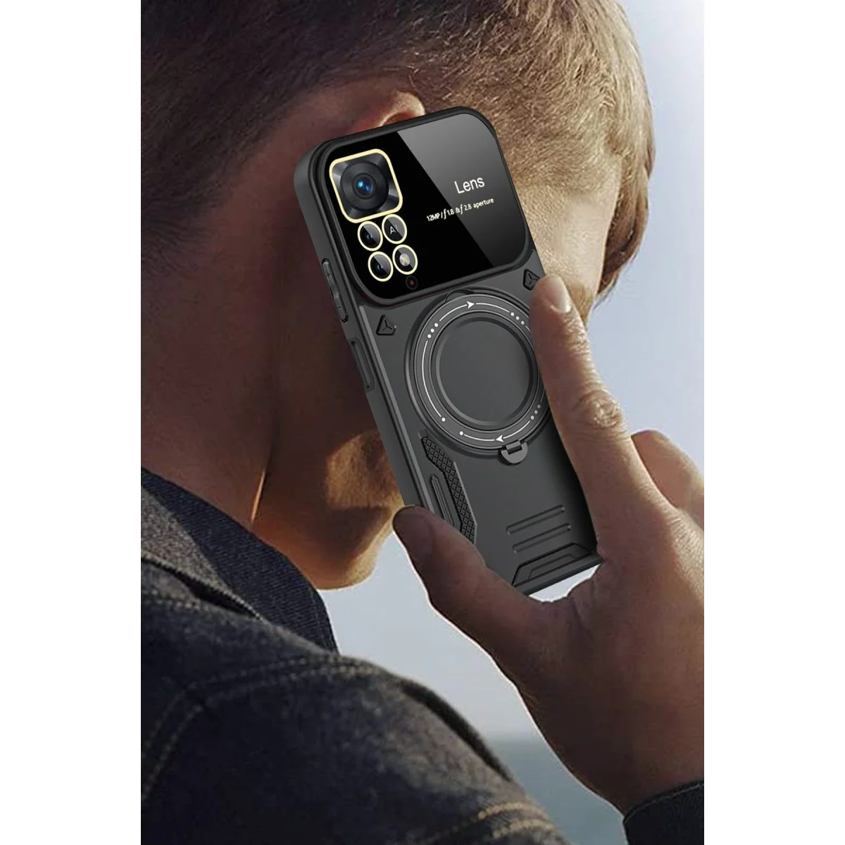 Xiao Red Note 12 Pro 4g Kılıf Joy Lens Standlı Kapak - Mor görsel 3