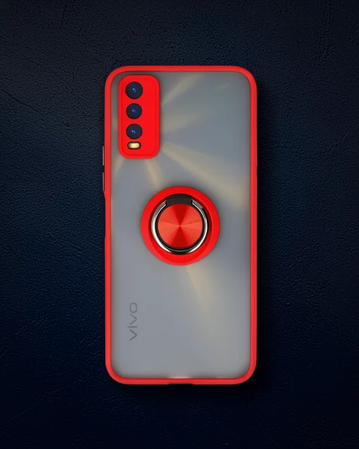 Vivo Y11s Kılıf Montreal Yüzüklü Silikon Kapak - Kırmızı