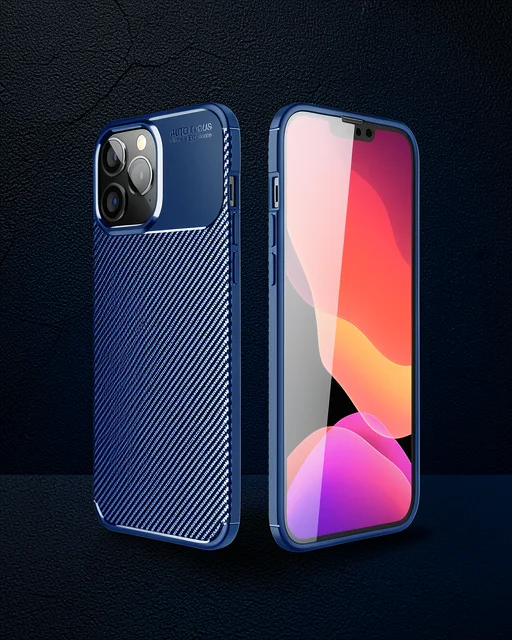 Apple İphone 14 Pro Kılıf Auto Focus Karbon Kapak - Lacivert