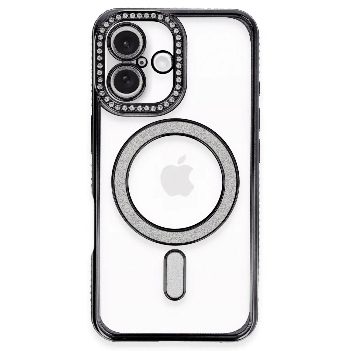 Apple İphone 16 Kılıf Joke Simli Magneticsafe Kılıf - Siyah görsel 2