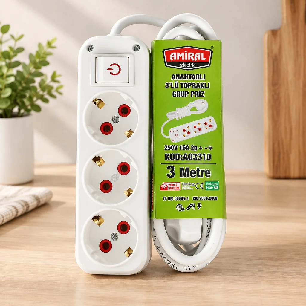 Anahtarlı 3 m Priz