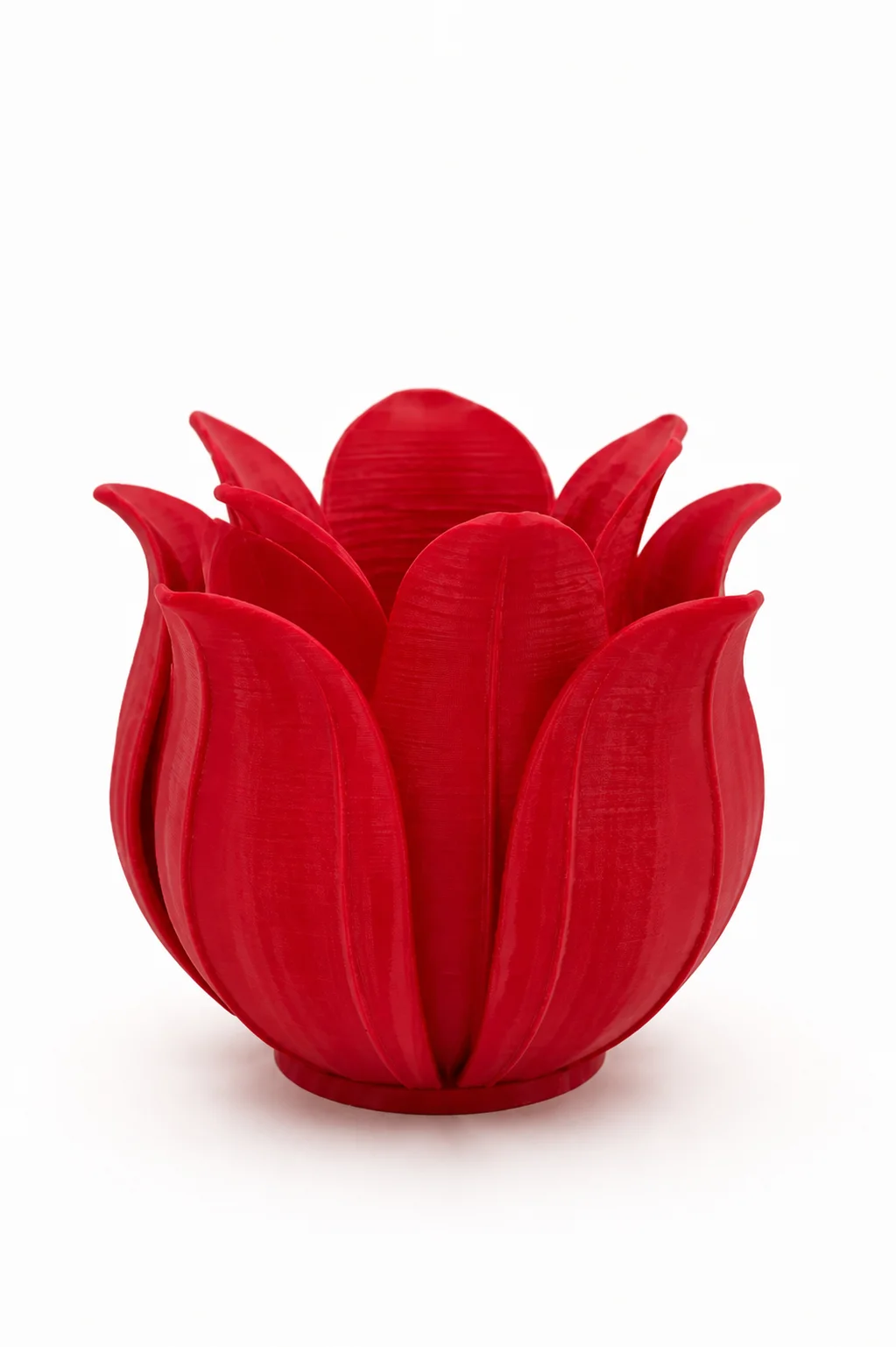 3D Baskı Lotus Yapraklı Vazo - Dekoratif Çiçeklik-Kırmızı görsel 3