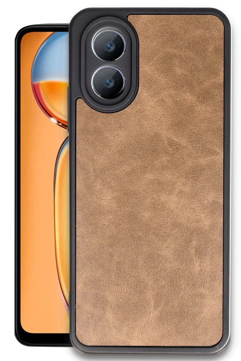 Oppo A38 Kılıf Aras Deri Kapak - Taba