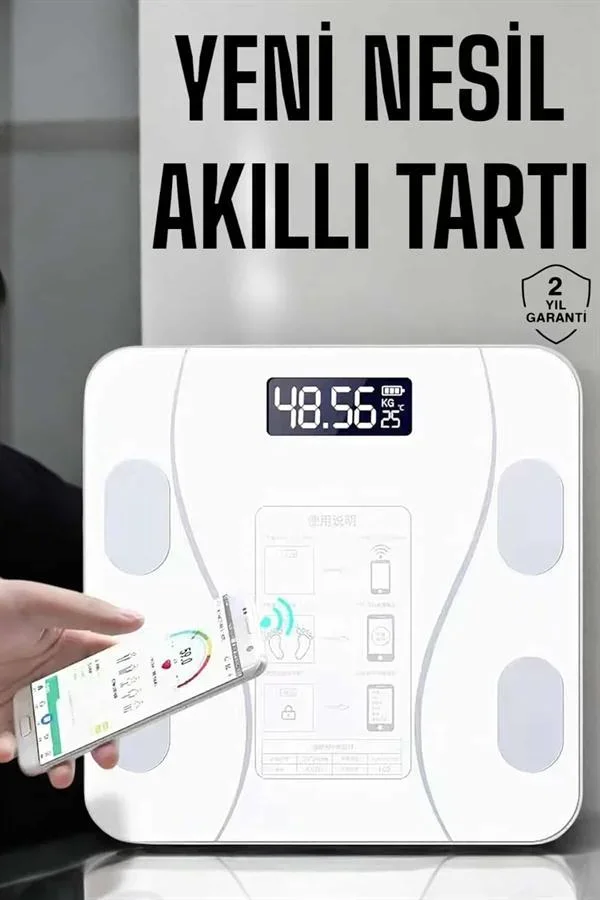 Tartı Baskül Dijital Elektronik Tartı Vücut iz Wifi Akıllı Yağ Ölçer görsel 2