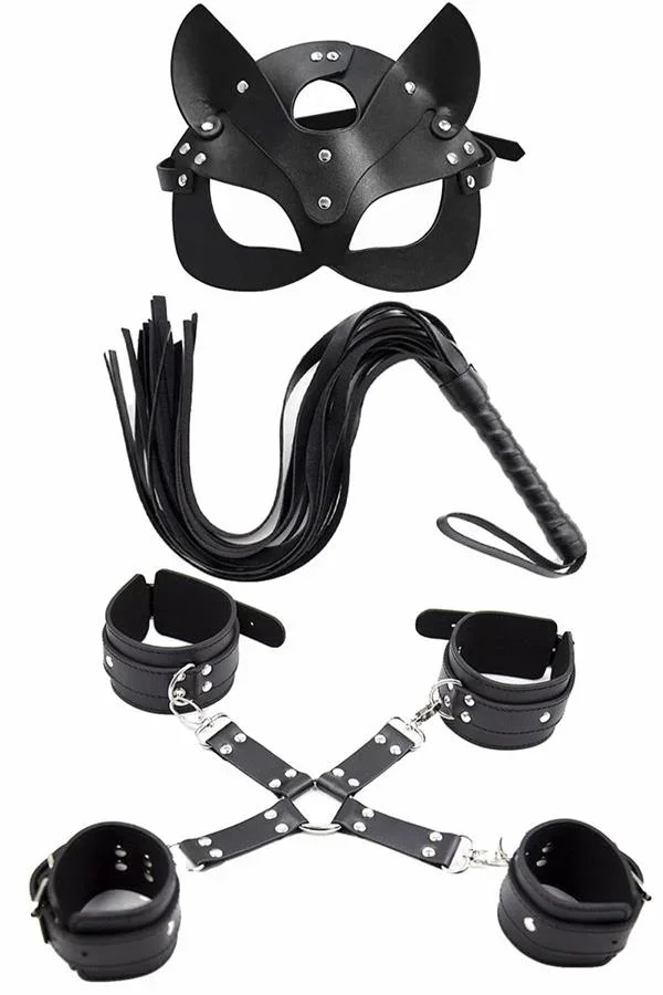 Maske Bileklik 5 Li Harness Deri Set