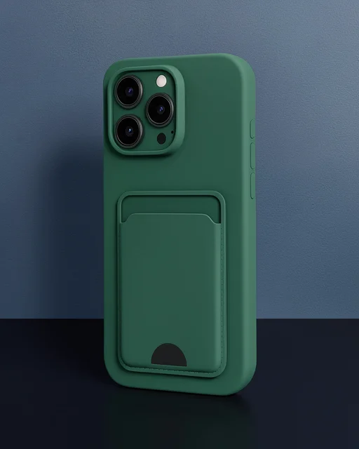 Apple İphone 16 Pro Kılıf Kelvin Kartvizitli Silikon - Koyu Yeşil