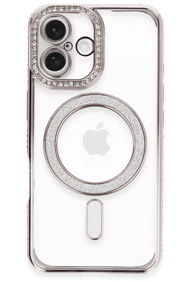 Apple iPhone 16 Kılıf Joke Simli Magneticsafe Kılıf - Pembe görsel 2