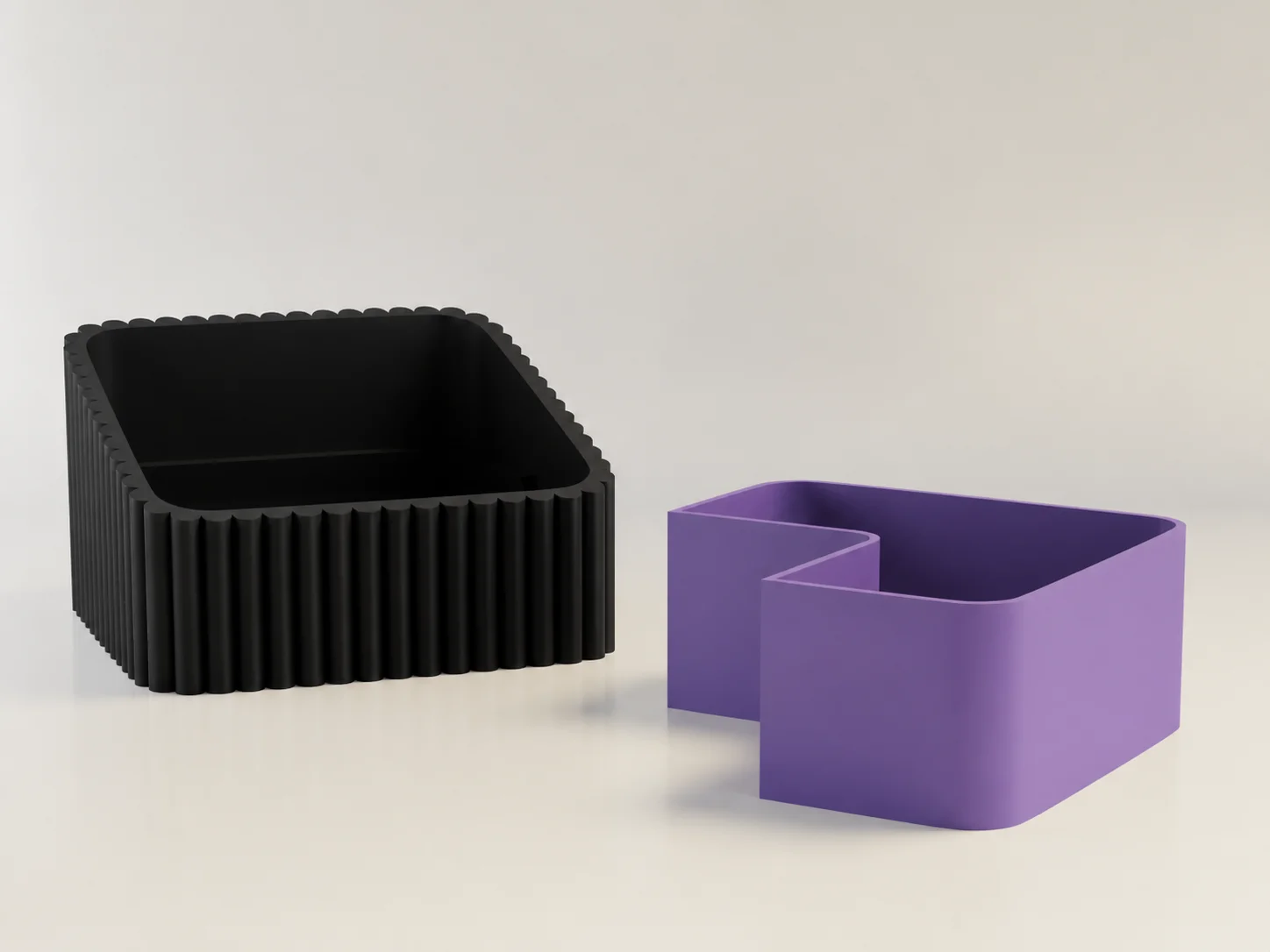 3D Baskı Fıstık Kasesi - Çift Hazneli Kabuk Ayırıcı Sunum Kasesi - Siyah Mor görsel 2