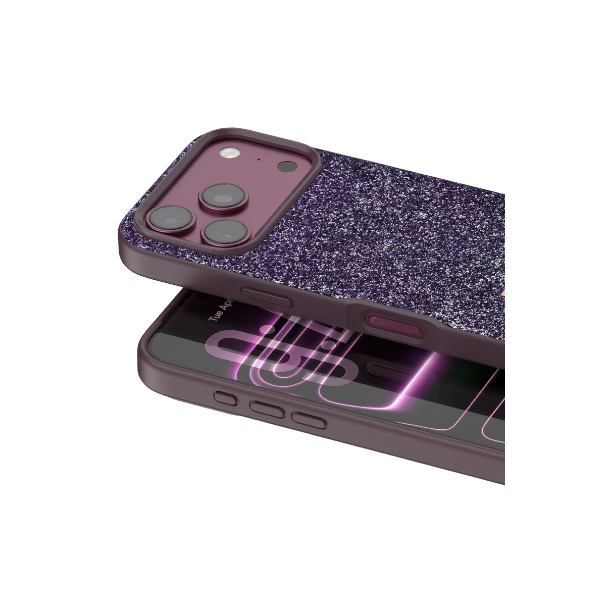 Onegif Apple iPhone 18 Pro Bright Simli Kapak - Bordo görsel 2