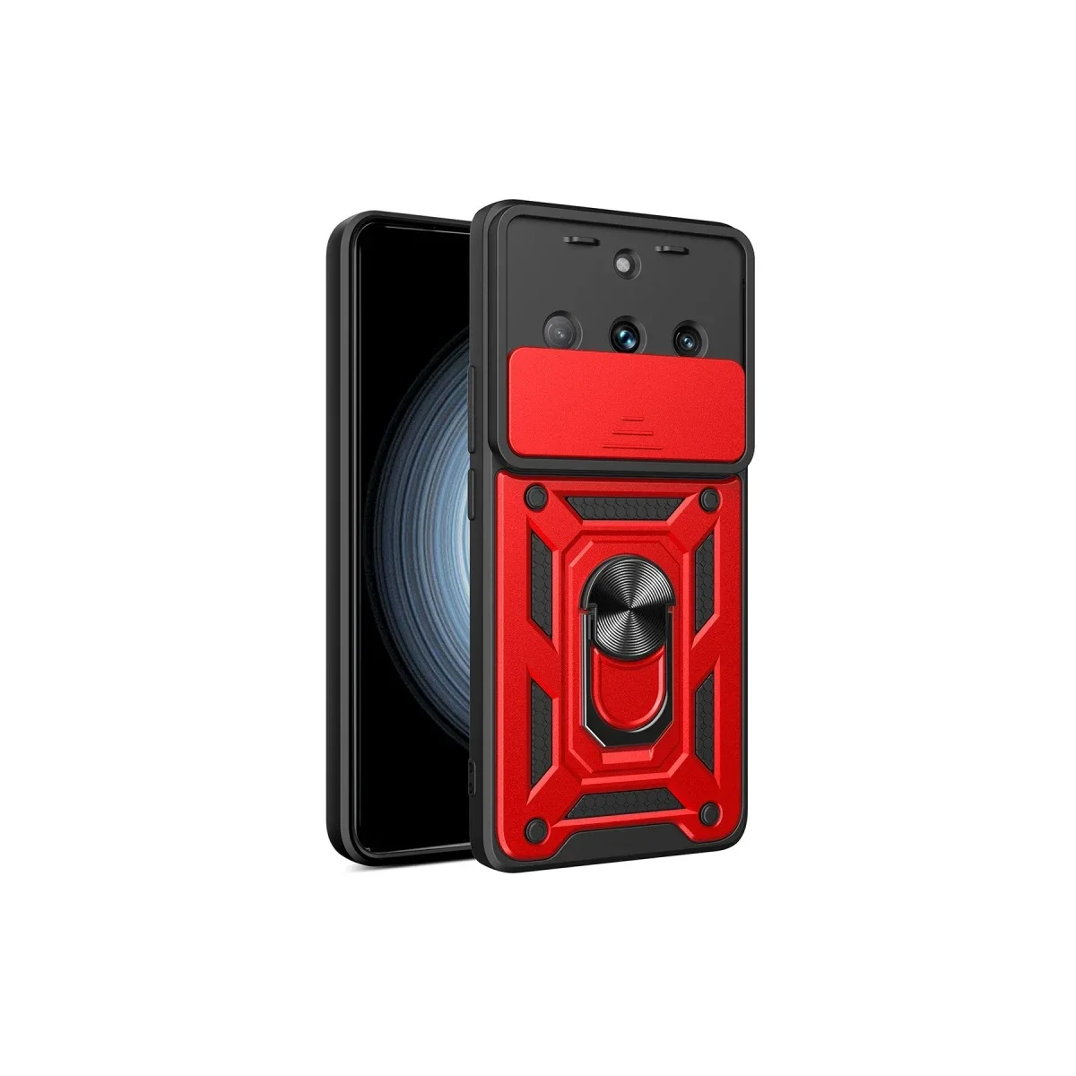 Realme 11 Pro Kılıf Pars Lens Yüzüklü Silikon - Kırmızı