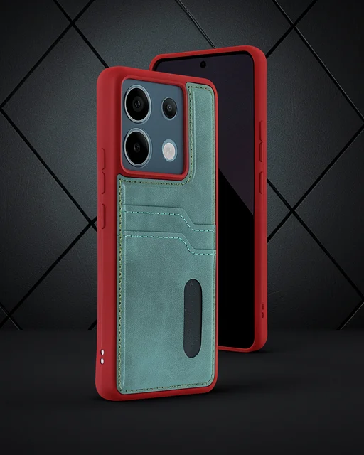 Xiaomi Redmi Note 13 Pro 4g Kılıf Sara Kartvizitli Deri Kılıf - Koyu Yeşil