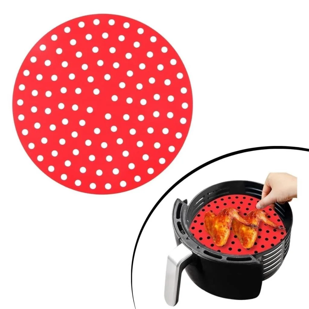 Siyah Isıya Dayanıklı Yıkanılabilir Silikon Fırın Ve Airfryer Yuvarlak Model Pişirme Matı 20 Cm görsel 5