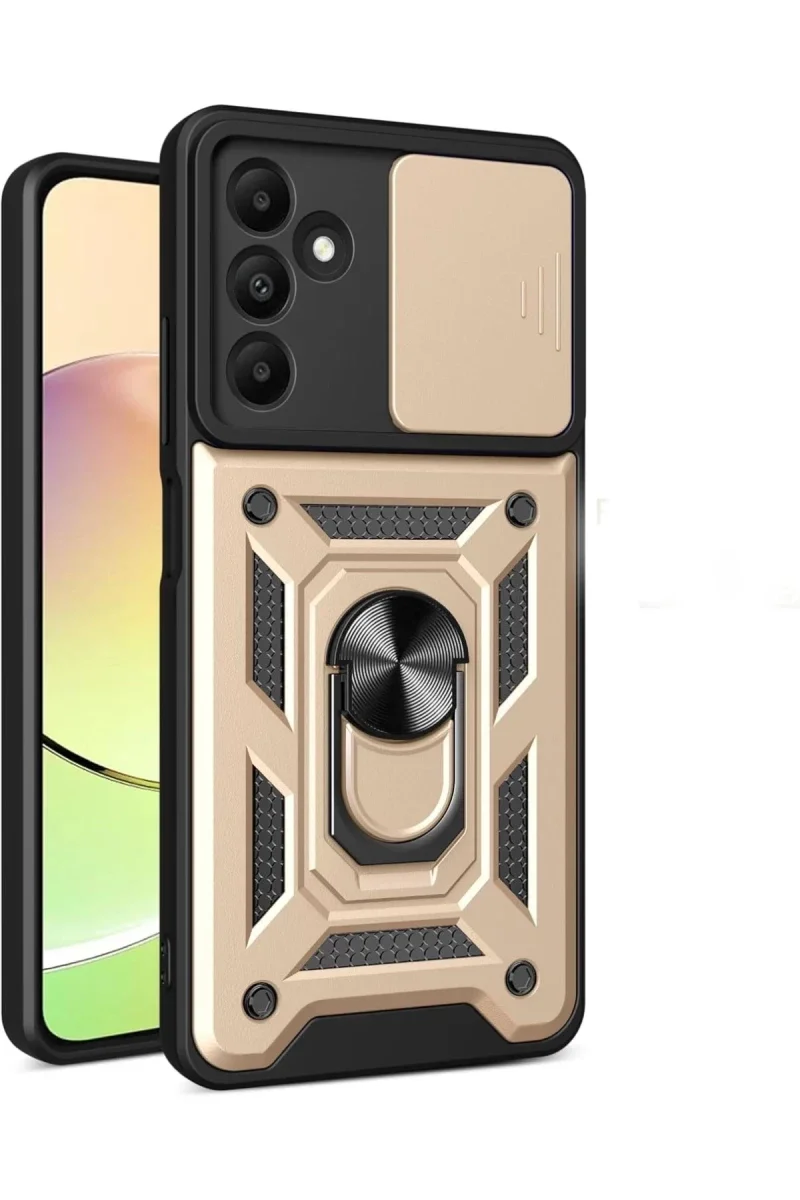 Samsung Galaxy M15 Kılıf Pars Lens Yüzüklü Silikon - Gold