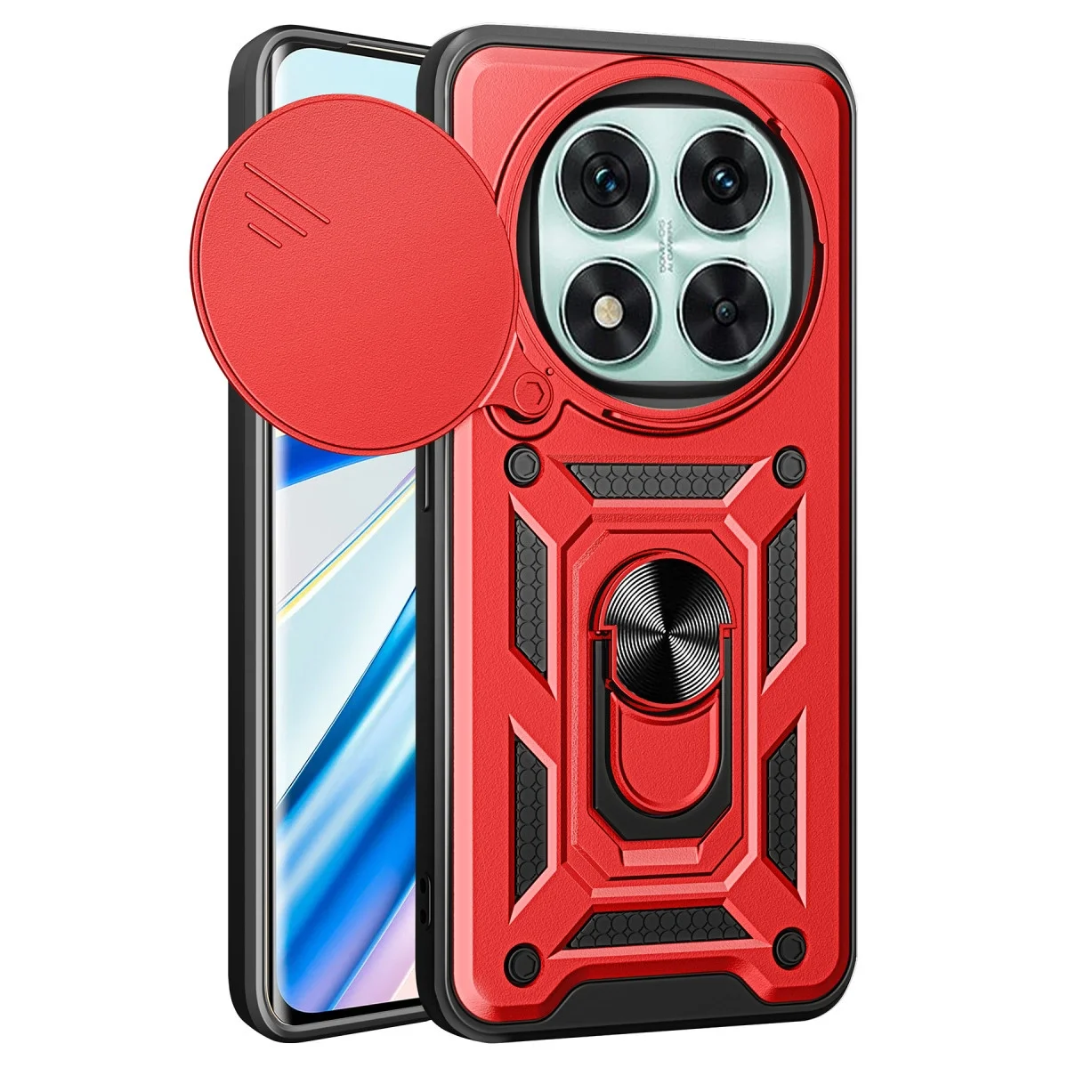 Xiao Red Note 14 Pro 4g Kılıf Pars Lens Yüzüklü Silikon - Kırmızı