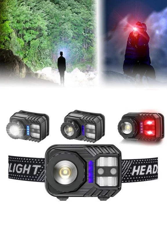 PS-571 Sensörlü XPG COB LED USB Şarj Edilebilir Lityum Pilli Zoomlu Kafa Feneri görsel 6