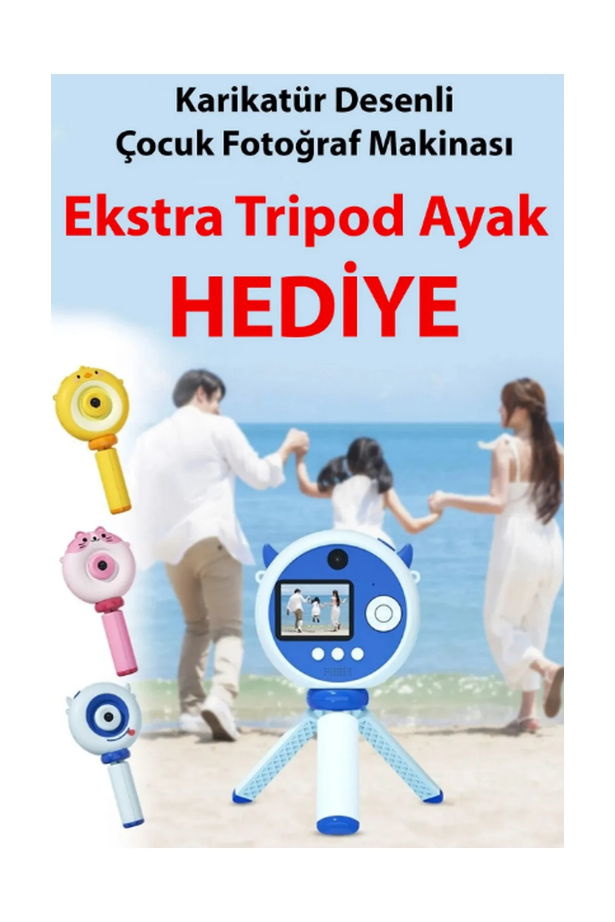 Hd Kamera Karikatür Tripodlu Çocuk Dijital Kamera Fotoğraf Makinası 1080p Video Kaydedici 2.0 inç görsel 3
