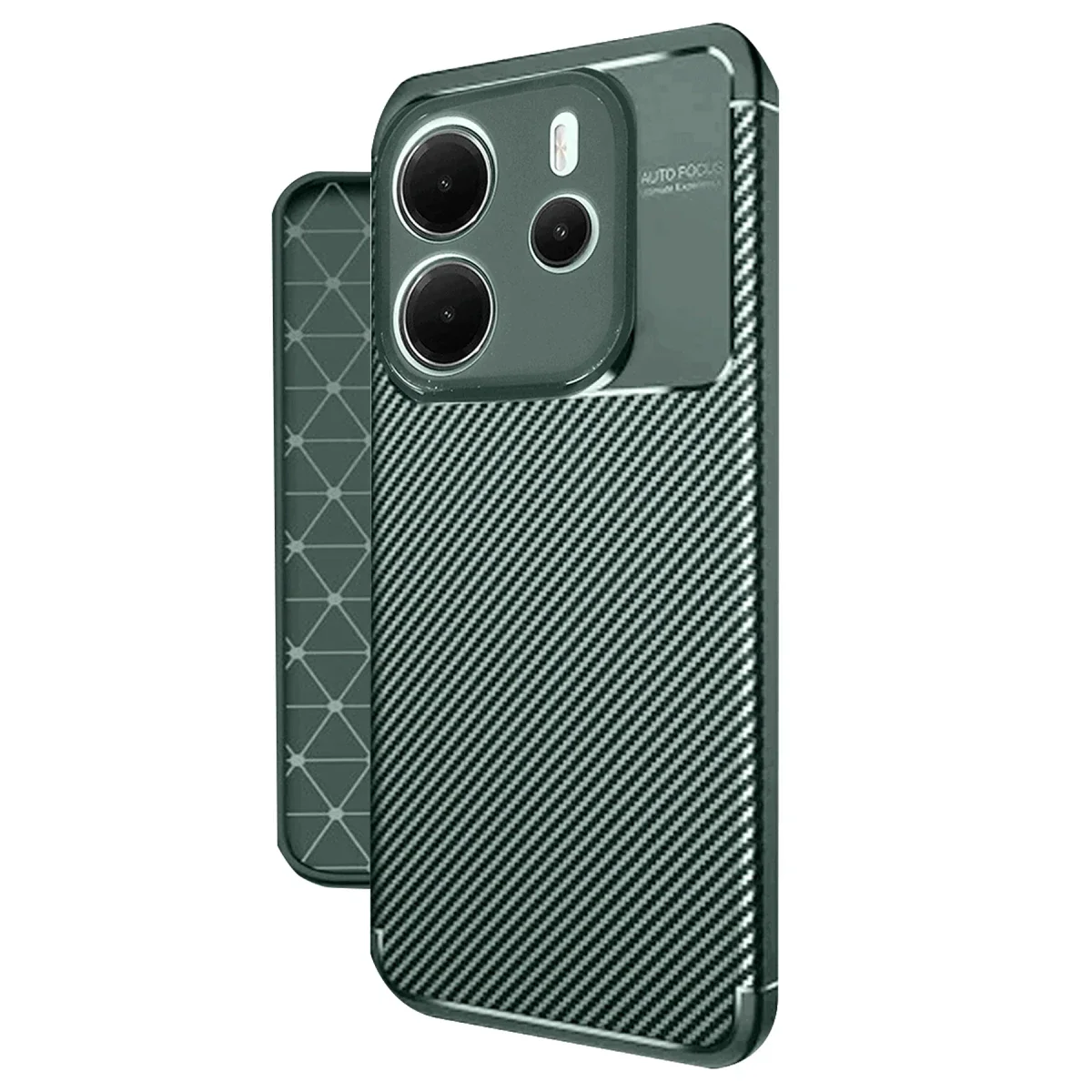 Xiaomi Redmi Note 14 4G Kılıf Auto Focus Karbon Kapak - Koyu Yeşil görsel 2