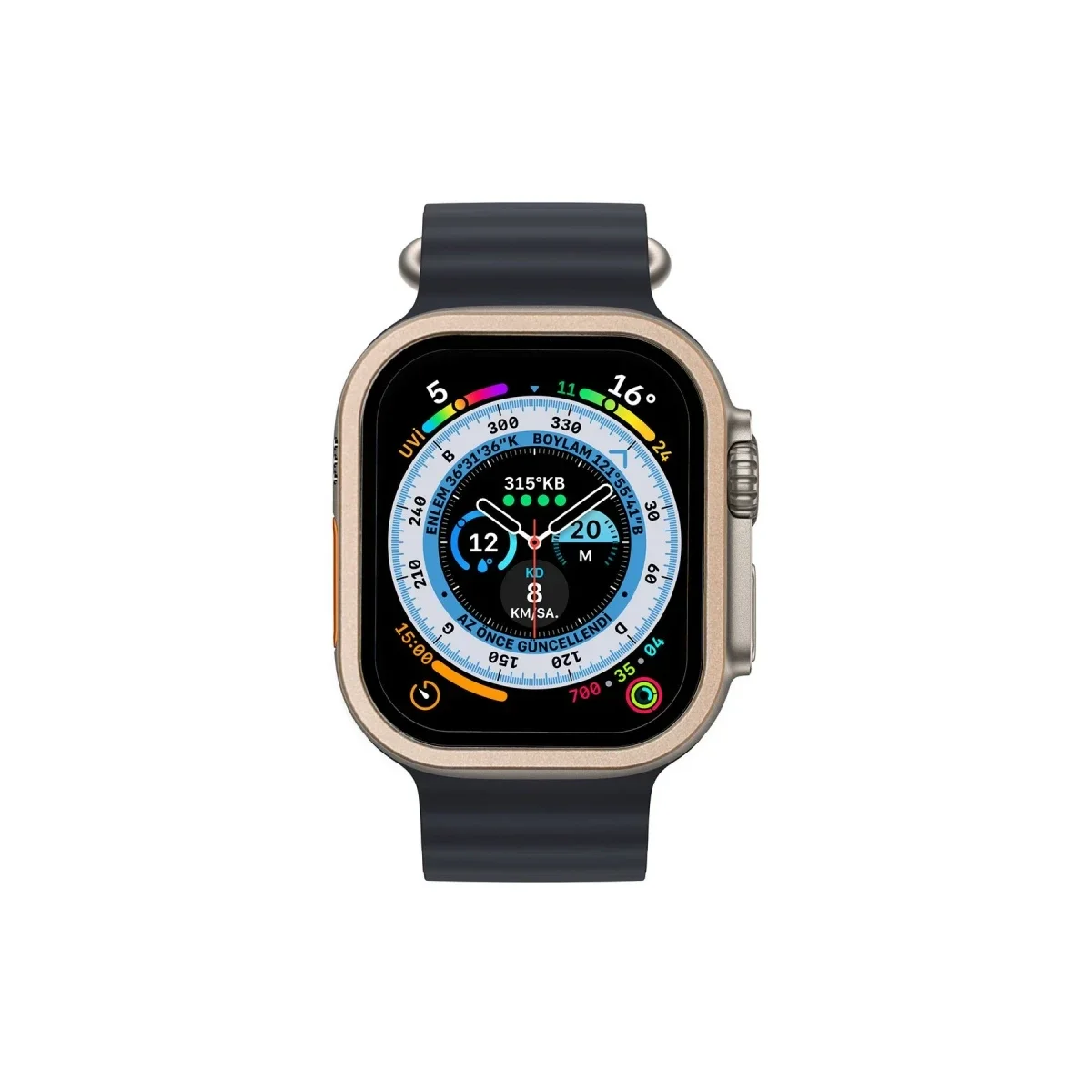 Apple Watch Ultra 49mm Alüminyum Kasa Cam Ekran Koruyucu - Gold görsel 3