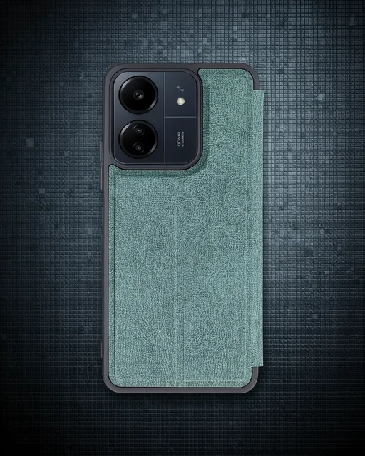 Xiaomi Redmi 13c Kılıf Flip Cover - Koyu Yeşil