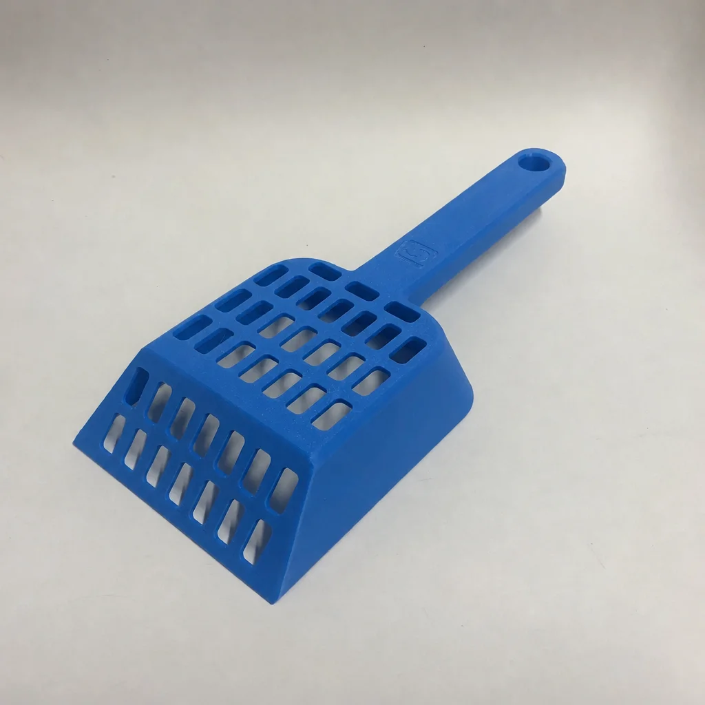 3D Baskı Kedi Kumu Küreği - Geniş Hazneli Eleme Küreği-Mavi görsel 2