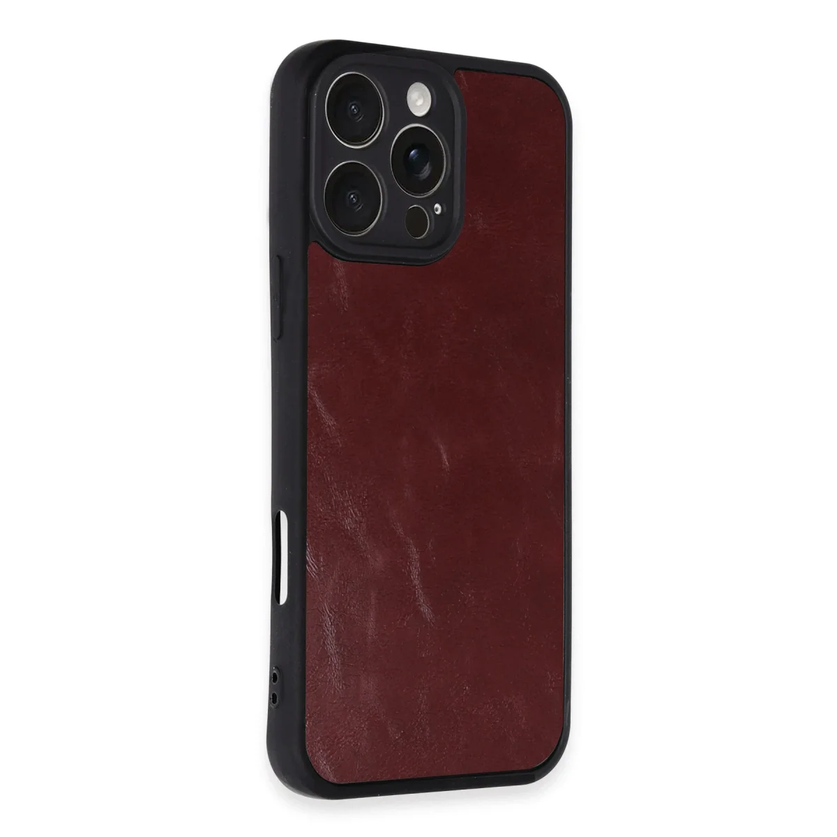 Apple İphone 16 Pro Max Kılıf Aras Deri Kapak - Bordo görsel 2