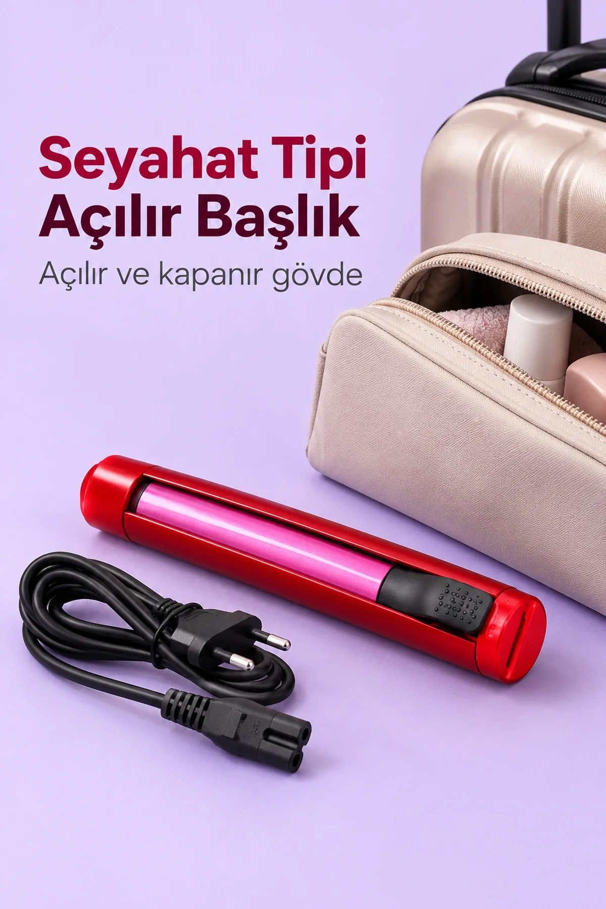 Açılır Gövdeli Seyahat Tipi Saç Şekillendirici ve Bukle Maşası görsel 2