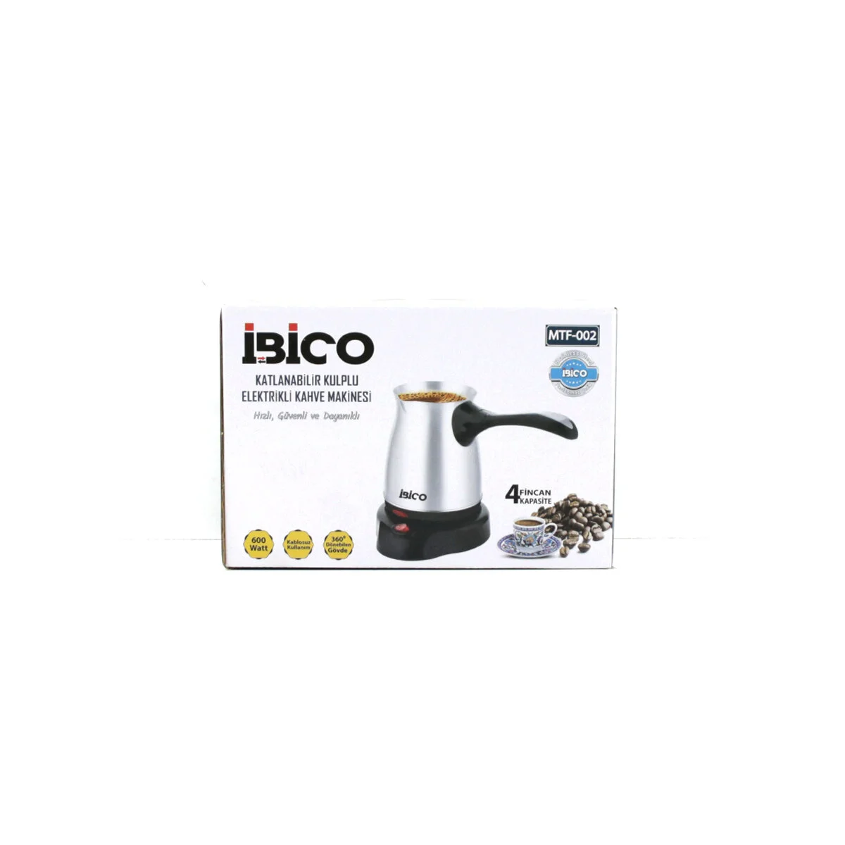 Çelik Elektrikli Cezve Türk Kahve Makinesi - 4FİNCAN=400ML Kablosuz Kullanım- 360°DÖNER 600W MTF-002 görsel 2