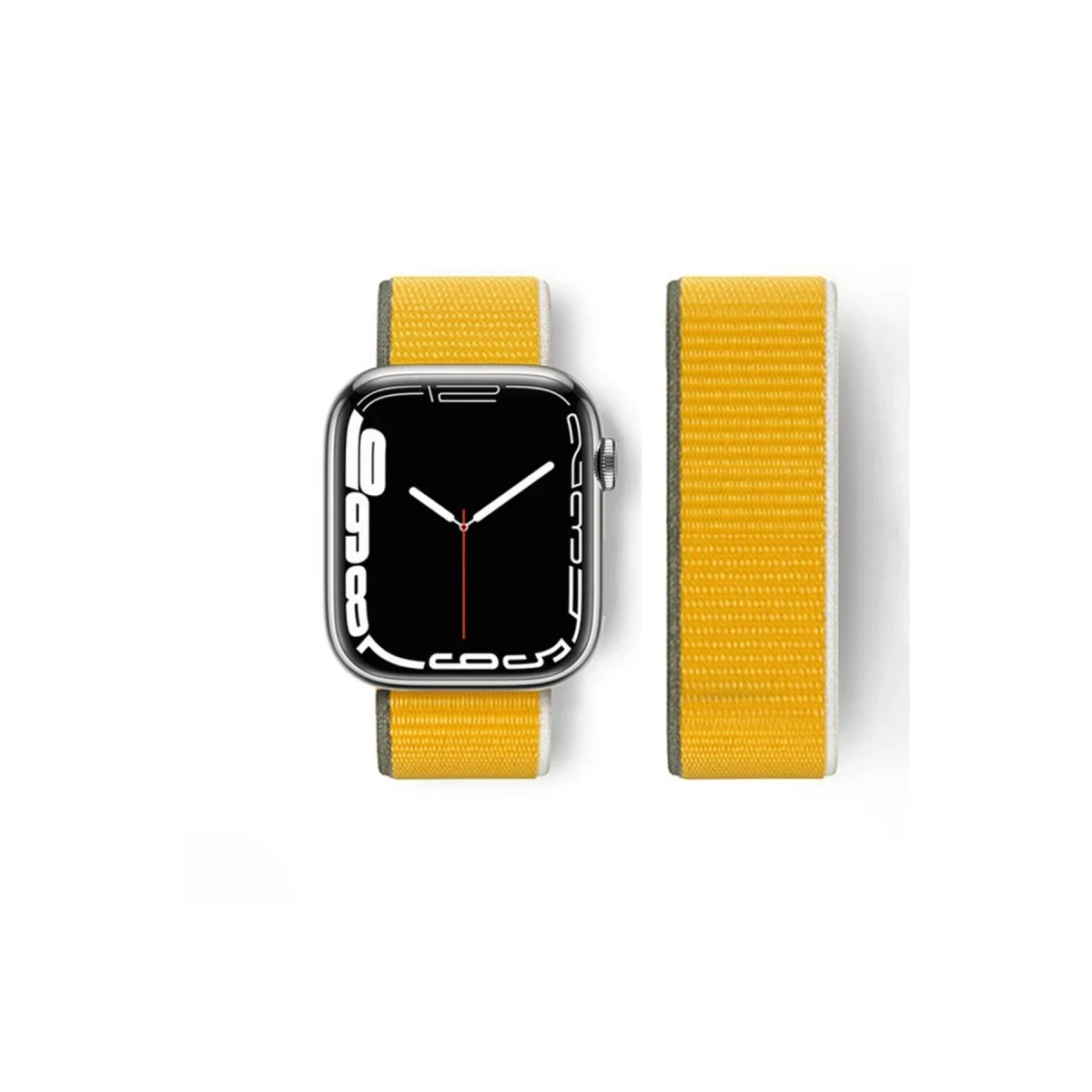Apple Watch 42mm Hasırlı Cırtcırtlı Kordon - Sarı