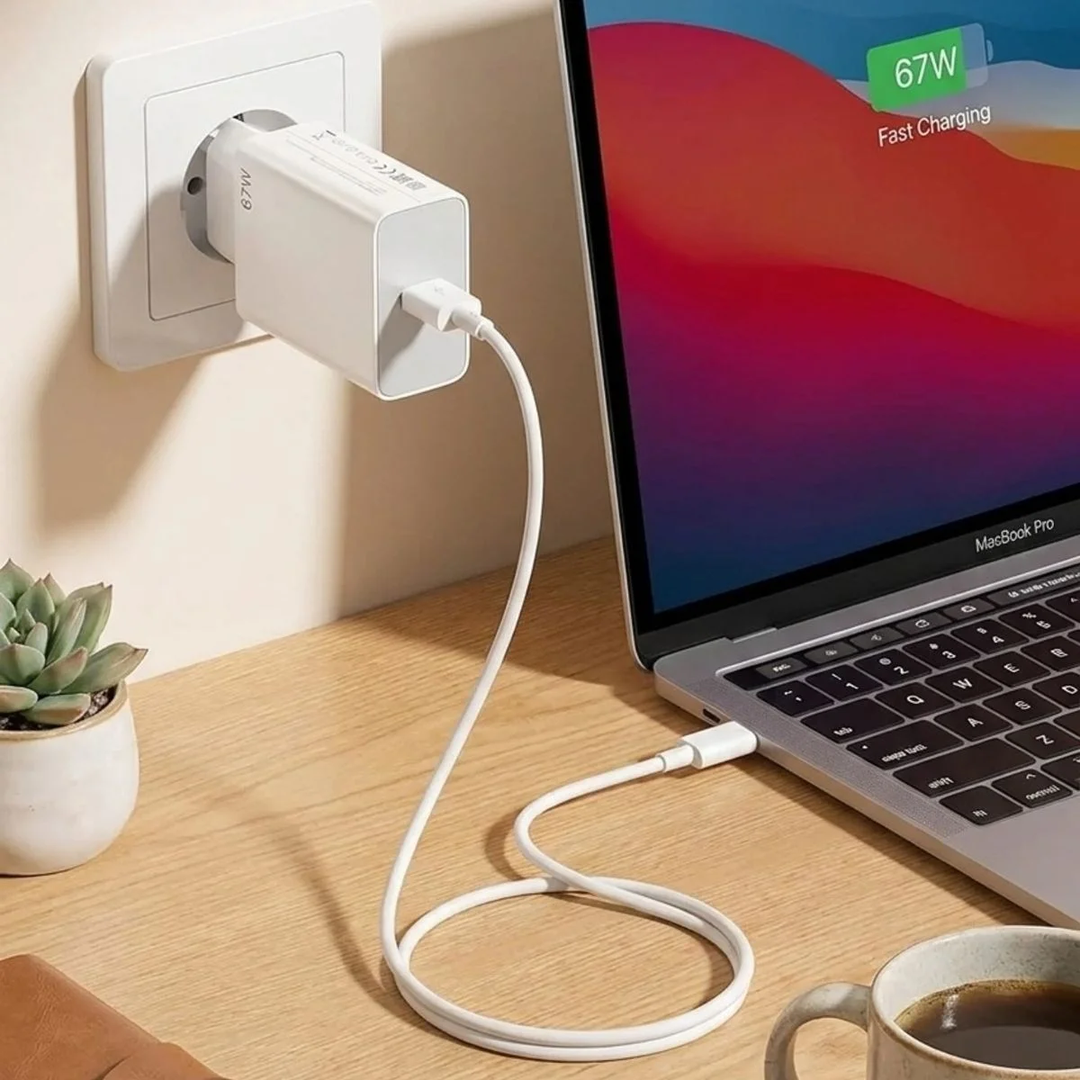67W Hızlı Şarj Adaptörü USB to Type-C – PD Destekli, Akıllı Hızlı Şarj Başlığı, Güvenli Güç Adaptörü görsel 3