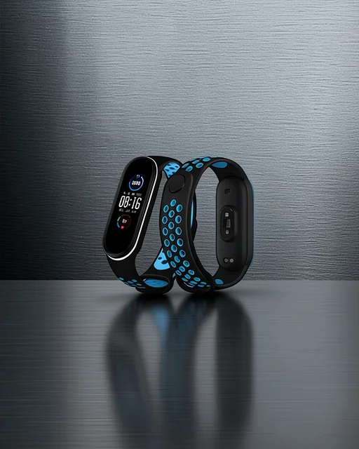Xiaomi Mi Band 4 Spor Delikli Kordon - Siyah-turkuaz