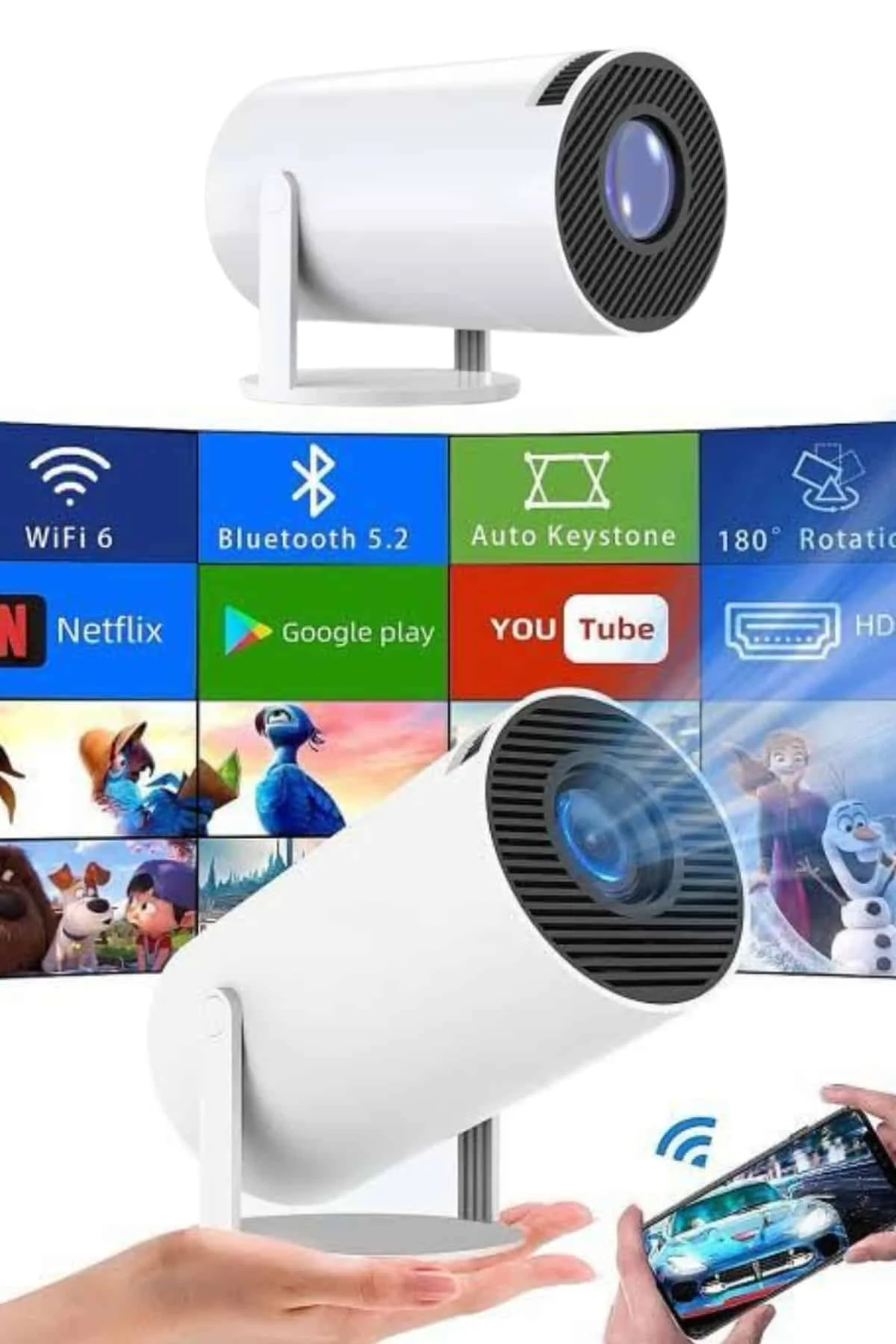 Sinema Projektörü Android HD USB WİFİ Ses Çıkışlı Ayaklı Projeksiyon Taşınabilir Yeni Nesil görsel 2